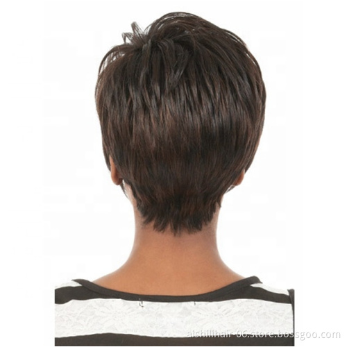 Hot-selling short dark brown hair synthetic wigs natural straight and kinky wave hair for European and American fashion women